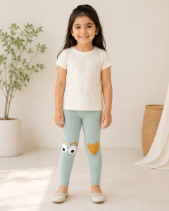 Gaze Delight with Heart Premium Lycra Tights for Girls