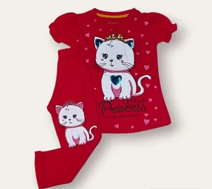 Feline Chic Red Purfection Ensemble Tee & Trouser