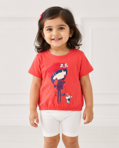 Blossom & Paws: Floral Hat Girl & Puppy Tee