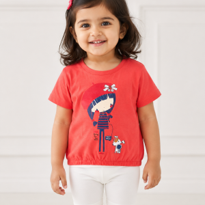 Blossom & Paws: Floral Hat Girl & Puppy Tee