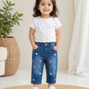 Trendy Flower Power Cropped Denim