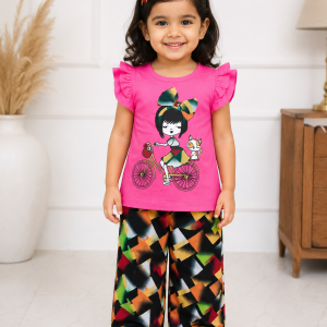 Girls' Chic Bicycle Ride Graphic Tee & Printed Palazo Set