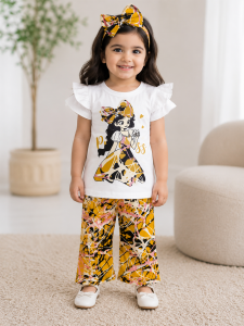 Princess Graphic Tee & Abstract Print Palazo Set