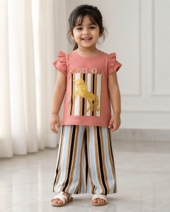 Fabulous Unicorn Girls Striped Palazo Set
