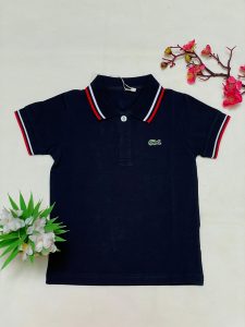 Classic Black Boys' T-Shirt with Tricolor Trim