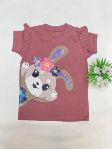 Sparkly Bunny Flower Crown Ruffle Tee
