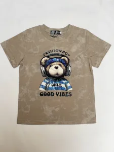 Fashion Boy Teddy Bear T-Shirt for Kids – Brown Tie-Dye