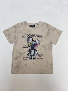 ALTCHANGE Robot Beige Tie-Dye Streetwear Graphic Tee