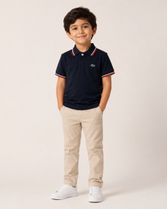 Classic Black Boys' T-Shirt with Tricolor Trim