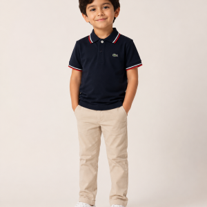 Classic Black Boys' T-Shirt with Tricolor Trim