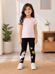 Magical Unicorn & Gold Heart Leggings