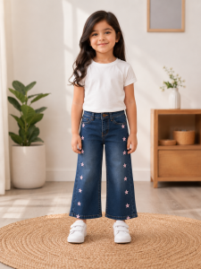 Stylish Star Embroidered Flare Jeans