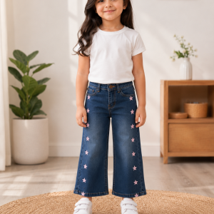 Stylish Star Embroidered Flare Jeans
