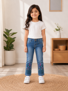 Embroidered Flower Blue