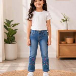 Embroidered Flower Blue