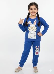 Girls' Sparkly Bunny Graphic Tracksuit Set - Royal Blue